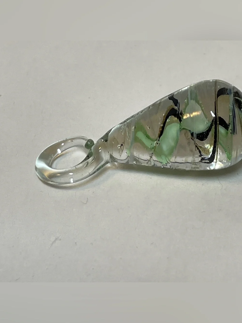 Teardrop Dichroic Iridescent Multicolor Glass Pendant Necklace Adjustable Cord